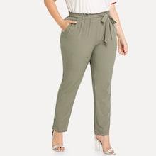 Romwe Plus Self Tie Waist Pants
