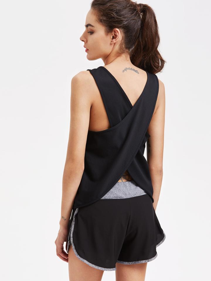 Romwe Wrap Back Sports Top