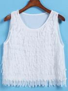 Romwe Round Neck With Tassel Tank Top