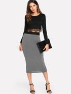 Romwe Striped Side Contrast Waist Skirt