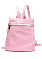 Romwe Pink Zipper Pu Backpacks
