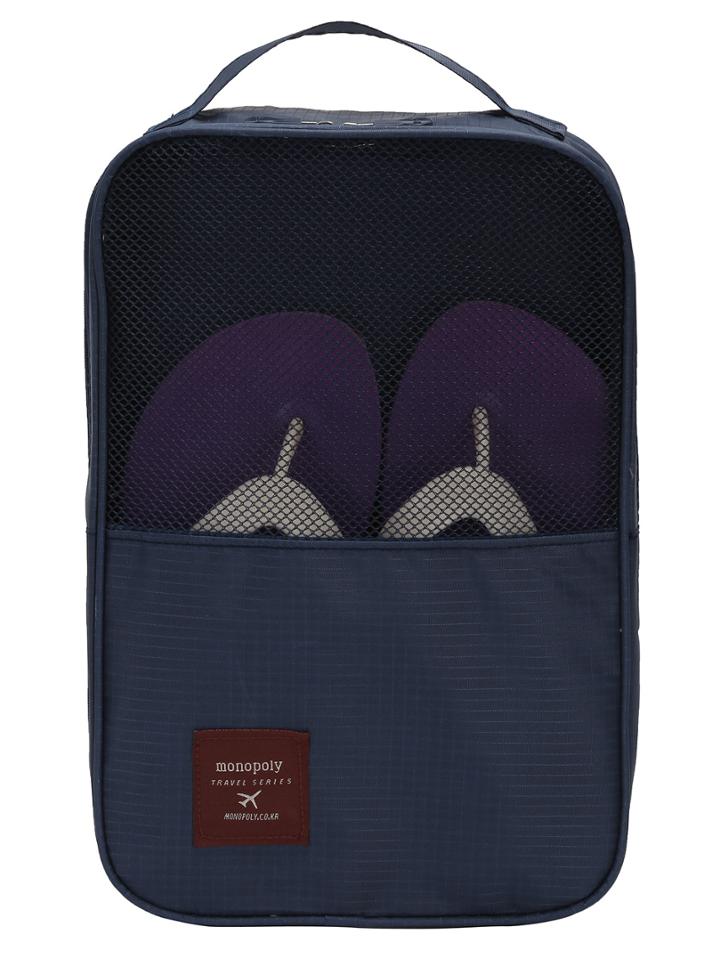 Romwe Navy Zipper Patch Wash Bag