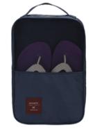 Romwe Navy Zipper Patch Wash Bag