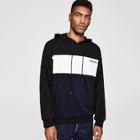 Romwe Guys Letter Print Cut-and-sew Drawstring Hoodie