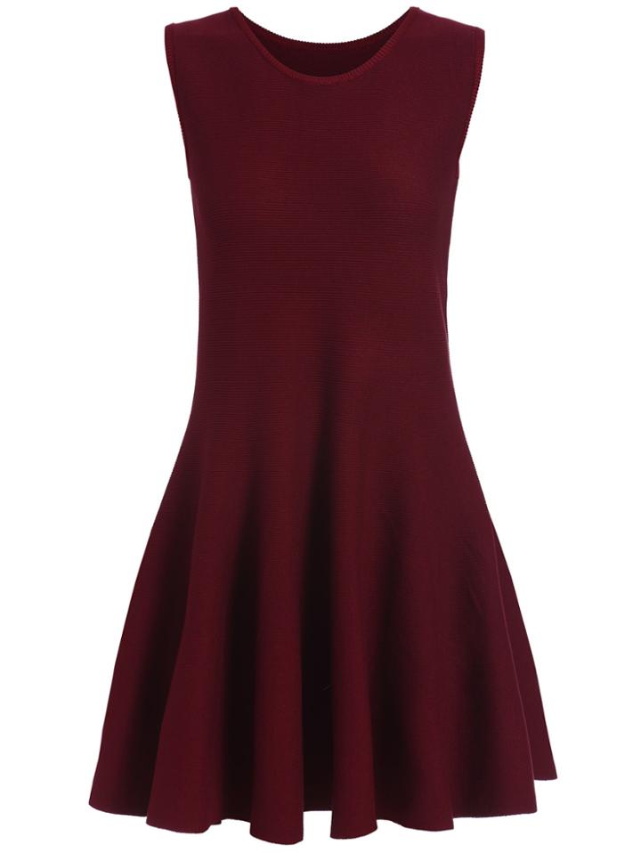 Romwe Sleeveless Knit Skating Dress