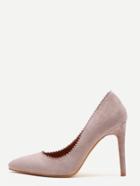 Romwe Apricot Suede Serrated Edge Point Toe Heeled Pumps