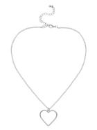 Romwe Silver Cutout Heart Pendant Necklace