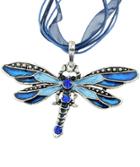 Romwe Blue Diamond Dragonfly Necklace