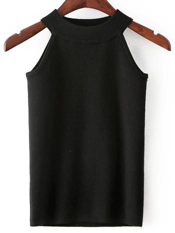 Romwe Halterneck Knitted Tank Top