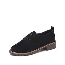 Romwe Lace Up Suede Flat Oxfords
