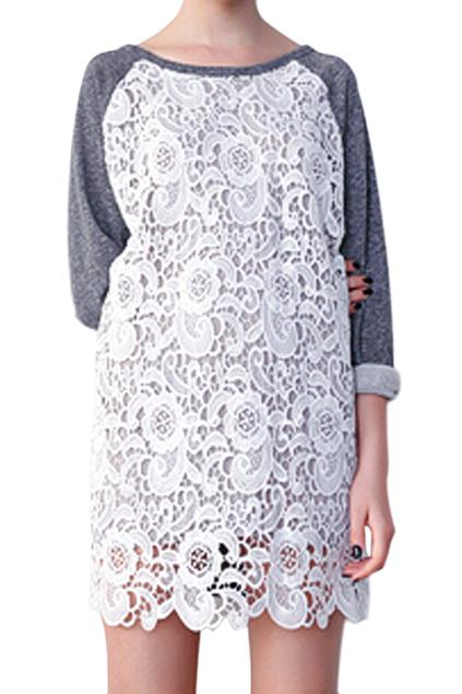 Romwe Lace Crochet Lined Dress