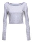 Romwe Long Sleeve Crop T-shirt