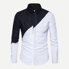 Romwe Men Single Breasted Colorblock Shirt