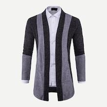 Romwe Men Contrast Panel Cardigan