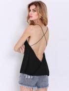 Romwe Criss Cross Backless Loose Cami Top