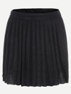 Romwe Black Zipper Side Pleated Skirt
