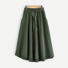 Romwe Pocket Patched Solid Flare Skirt