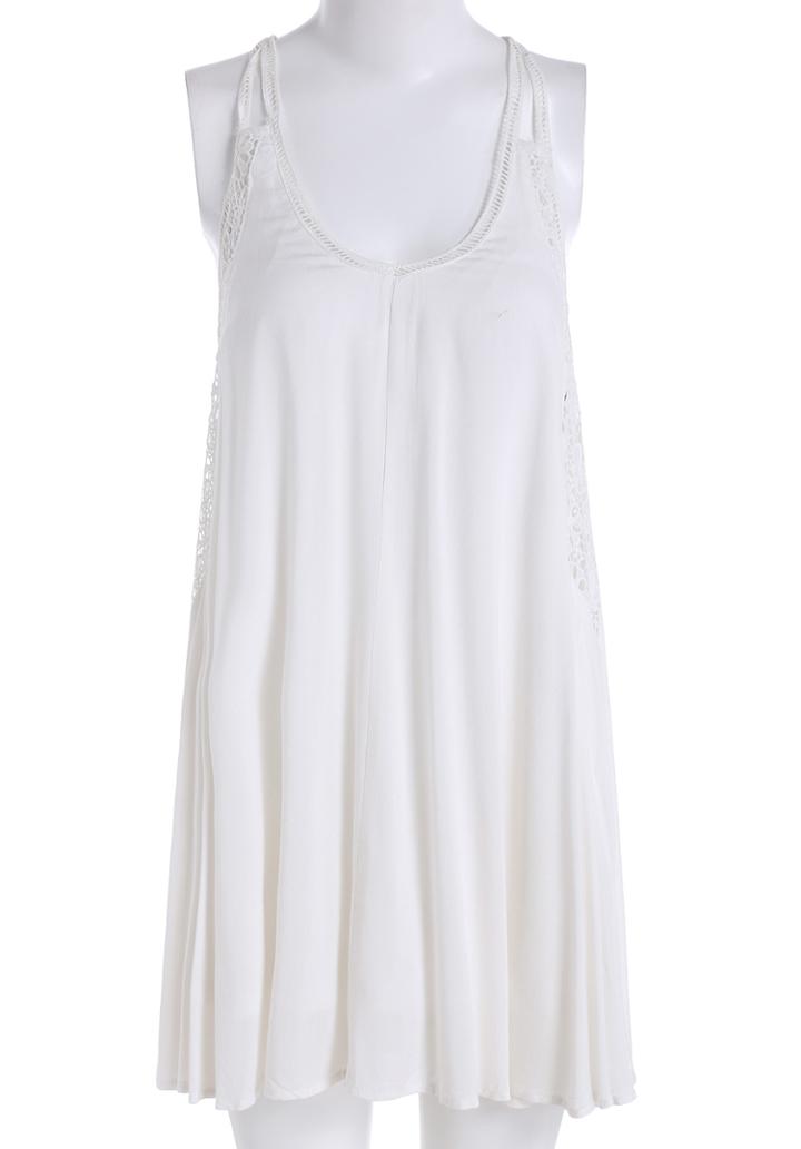 Romwe Halter Hollow Pleated Tank Top
