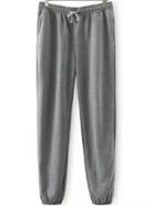 Romwe Draw Cord Waist Beam Port Grey Pant
