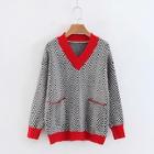 Romwe Contrast Trim Geo Pattern Jumper