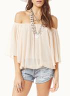 Romwe Apricot Off The Shoulder Blouse