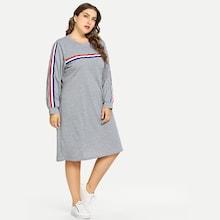 Romwe Plus Contrast Tape Dress