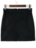 Romwe Black Zipper Back Mini Skirt