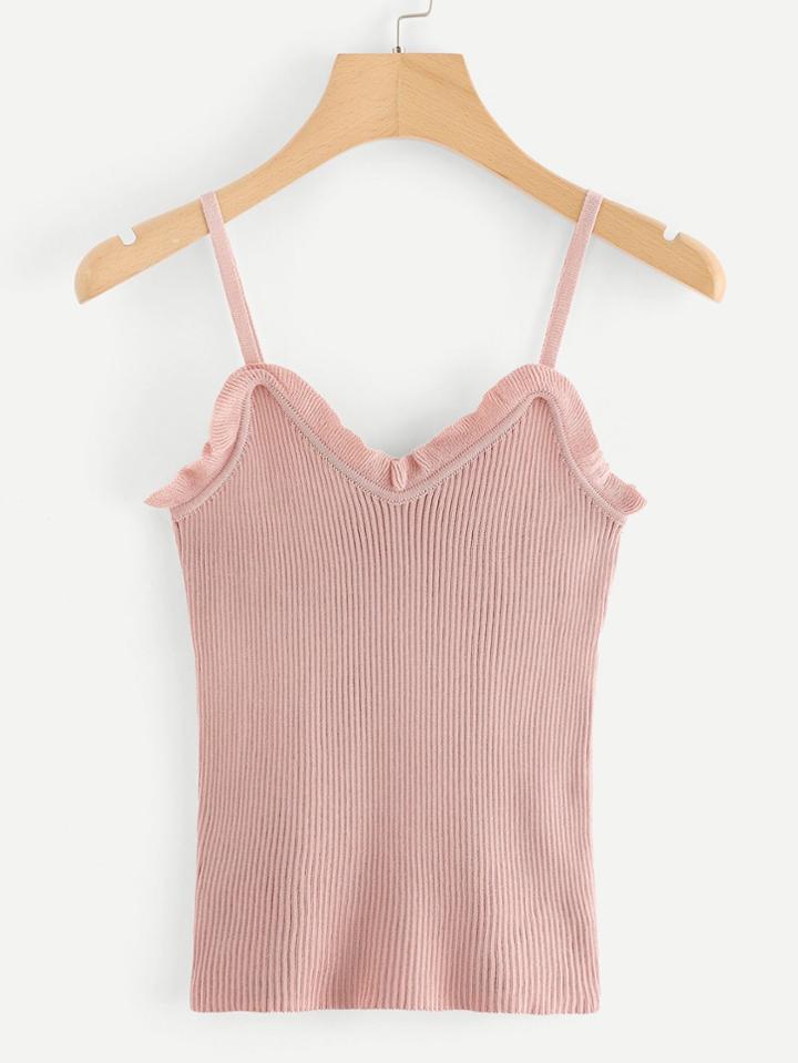 Romwe Frill Trim Cami Top