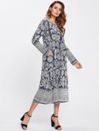 Romwe Tribal Print Longline Dress