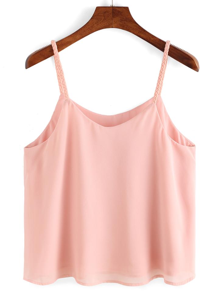 Romwe Braided Chiffon Cami Top