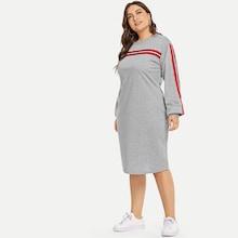 Romwe Plus Contrast Taped Dress
