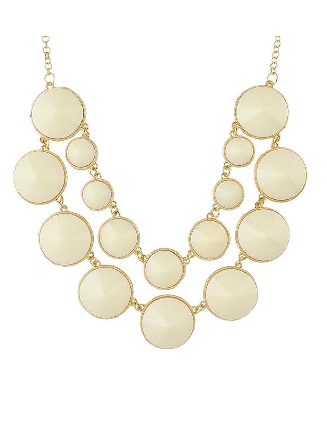 Romwe Beige Double Layers Statement Necklace