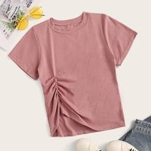 Romwe Ruched Glitter Tee