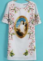 Romwe Peach Blossom Beauty Print Dress