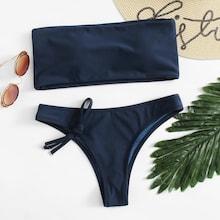 Romwe Detachable Straps Top With High Leg Bikini