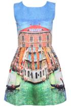 Romwe Romwe Venice Print Sleeveless Dress