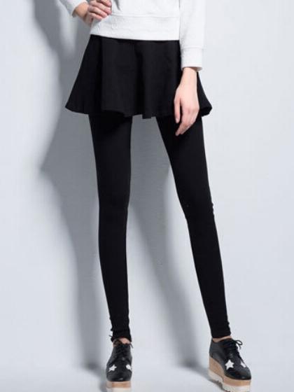 Romwe Elastic Waist Black Skirt Leggings