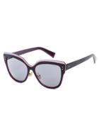 Romwe Purple Frame Grey Lens Cat Eye Sunglasses