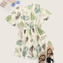 Romwe Plants Print Romper