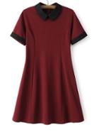 Romwe Red Lapel Zipper Minimalist Slim Dress
