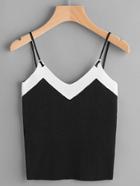 Romwe Color Block Knit Strap Top