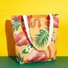 Romwe Flamingo And Plant Print Tote Bag
