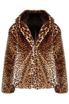 Romwe Oversized Hooded Leopard Print Coat