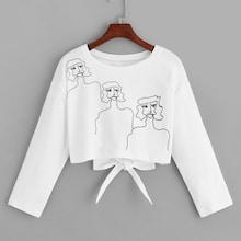 Romwe Figure Print Knot Back Tee