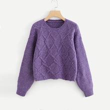 Romwe Diamond Pattern Raw Hem Jumper