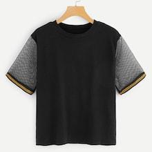 Romwe Contrast Mesh Tee