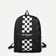 Romwe Guys Gingham Print Oxford Backpack
