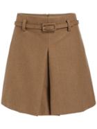 Romwe Belt A-line Camel Skirt