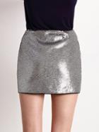 Romwe Sliver Sequined Bodycon Skirt