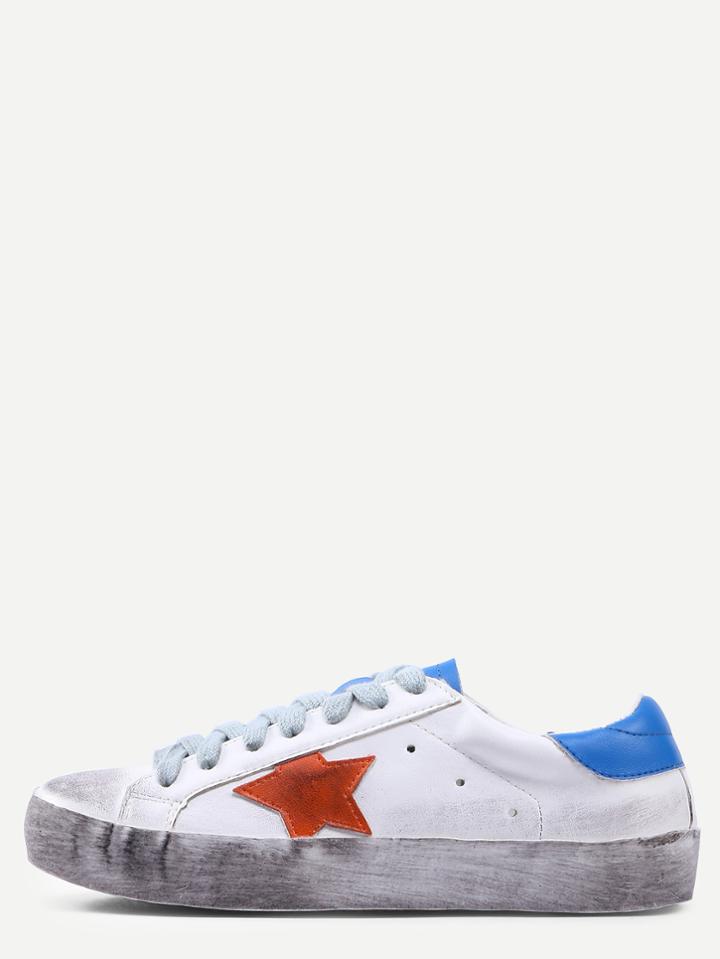Romwe Round Toe Star Lace-up Sneakers